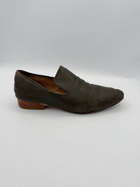 Poppy Barley Green Leather Loafers Minimalist Earthy Soft Flat Slip On 5.5
